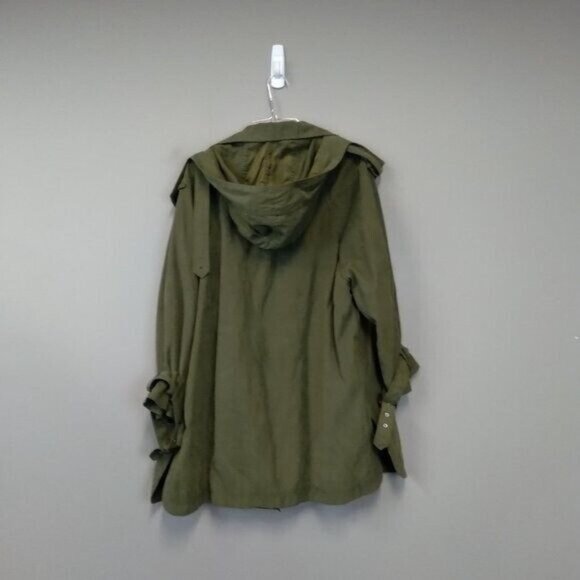 Umgee Womens Utility Jacket Size Small Olive Green Double Breasted Hooded BOHO - Picture 7 of 12